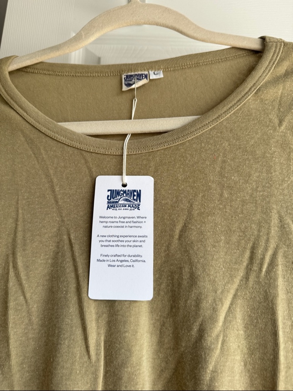 Jungmaven Short-Sleeve Scoop Neck Tee in Olive - Picture 2 of 5